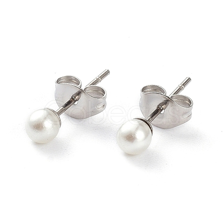 Plastic Imitation Pearl Stud Earrings STAS-D0001-03-P-B-1