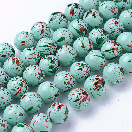 Opaque Baking Painted Glass Beads Strands GLAA-L024-D-35-1