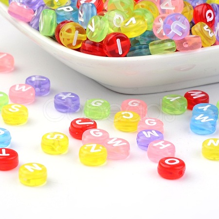 Transparent Acrylic Horizontal Hole Letter Beads PL41C9070-1