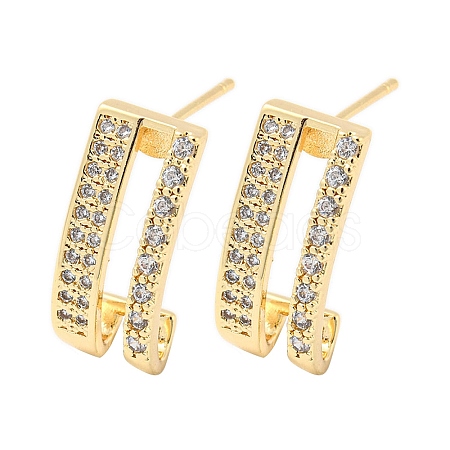 Brass with Clear Cubic Zirconia Stud Earrings EJEW-B035-17KCG-1