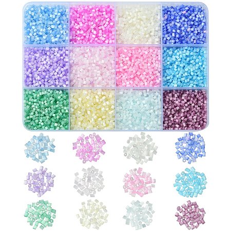 12300pcs 12 Colors Imitation Cat Eye Glass Round Bugle Beads GLAA-CJ0002-18-1