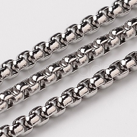 304 Stainless Steel Venetian Chains Box Chains CHS-H001-2.5mm-05P-1