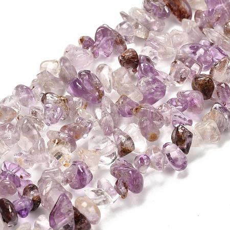 Natural Purple Lodolite Quartz Beads Strands G-G031-02-1