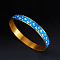 Luminous Golden Stainless Steel Bangles for Women, Glow in the Dark, with Creative Floral Pattern, Deep Sky Blue, Inner Diameter: 2-3/4 inch(7cm)