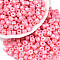 Baking Paint Pearlized Glass Seed Beads, Round Hole, Cylinder, Pink, 4x5.5mm, Hole: 1.8mm, about 2500pcs/pound