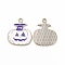 Rack Plating Alloy Enamel Pendants, Cadmium Free & Nickel Free & Lead Free, Halloween Theme, Pumpkin Charm, Platinum, White, 23x20x1.5mm, Hole: 1.8mm