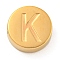 Ion Plating(IP) 304 Stainless Steel Beads, Flat Round with Letter, Golden, Letter K, 8x3mm, Hole: 1.6mm