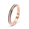 Rotatable Stainless Steel,  Rhinestone Finger Rings  for Women, Rose Gold, US Size 6(16.5mm)