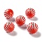 Printed Wood European Beads, Round with Stripe Pattern, Red, 20x18mm, Hole: 4mm