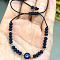 Adjustable Glass Evil Eye Brided Bead Bracelet, Blue, 