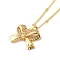 Brass Micro Pave Cubic Clear Zirconia Pendants Necklaces, Curb Chain Necklaces, Real 18K Gold Plated, Bowknot, 17.40 inch(44.2cm)