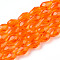 Glass Beads Strands, Faceted, Drop, Dark Orange, 6x4mm, Hole: 1mm, about 65~68pcs/strand, 14.96~15.35 inch