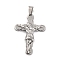 Non-Tarnish 304 Stainless Steel Pendants, Cross with Jesus Charm, Religion, Stainless Steel Color, 45x31.5x6mm, Hole: 4.5x8mm