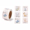 Adhesive Thank You Stickers Roll, Square Paper Gift Picture Stickers, Word, 3.3x5.9cm