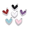 Rack Plating Alloy Enamel Charms, Heart Charm, Platinum, Mixed Color, 14.5x13x2mm, Hole: 1.6mm