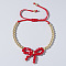 Elegant Butterfly Bow Girl Style Bracelet Gold-plated Copper Beads Pearl-like