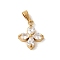 Ion Plating(IP) 304 Stainless Steel Pendants, with Cubic Zirconia, Flower Charm, Clear, Golden, 13x10.5x3mm, Hole: 4x2mm