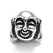 304 Stainless Steel European Beads, Large Hole Beads, Human Face, Antique Silver, 10.5x11x13mm, Hole: 4.6mm