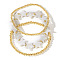 3Pcs Sweet Shell with Brass Bead Stretch Bracelet Sets for Women, Star & Round, Golden, 6-7/8 inch(17.5cm)