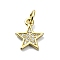 Brass Micro Pave Clear Cubic Zirconia Charms, Star, 11.5x9.5x1.5mm, Hole: 3mm