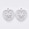 Non-Tarnish 201 Stainless Steel Pendants, Laser Cut Pendants, Heart with Flower, Stainless Steel Color, 17.5x15.5x1mm, Hole: 1.4mm