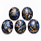 Assembled Synthetic Imperial Jasper and Bronzite  Cabochons, Dyed, Oval, Blue, 40x30x7.5~8.5mm