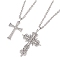 2Pcs 2 Styles Alloy Cross Pendant Necklaces, Iron Cable Chain Necklaces for Women Men, Antique Silver & Platinum, 22.20 inch(56.4cm), 1pc/style