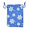 Christmas Themed Burlap Packing Pouches, Drawstring Bags, with Snowflake Pattern, Blue, 14.5x10.1x0.3cm