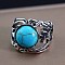 Dragon Eye Men's Fashion Ring Zinc Alloy Hip-hop Ring, with Synthetic Turquoise, Antique Silver, show in picture