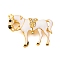 Zinc Alloy Crystal Rhinestone Brooch, Horse White Enamel Pins, Golden, 31x38.5mm