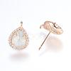 Brass Micro Pave Cubic Zirconia Stud Earring Findings ZIRC-G116-28-D01-2