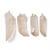 PVD Vacuum Plating Natural Quartz Crystal Pendants G-R461-07H-1