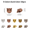 WADORN 100Pcs 5 Colors Tibetan Style Alloy Kitten Beads TIBEB-WR0001-01-2