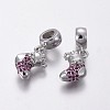 Brass Micro Pave Cubic Zirconia European Dangle Charms OPDL-P001-43-2