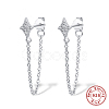 Cubic Zirconia Star with Tassel Dangle Stud Earrings for Women EJEW-F317-15P-1