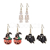 3Pairs 3 Styles Halloween Alloy Enamel Dangle Earrings EJEW-JE05823-1