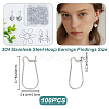 CREATCABIN 100Pcs 304 Stainless Steel Hoop Earrings Findings STAS-CN0001-48B-2