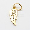 CZ Brass Micro Pave Cubic Zirconia Wing Charms ZIRC-L018-18G-2