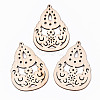 Undyed Natural Hollow Wooden Big Pendants WOOD-N007-109-1