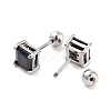 Square 316 Surgical Stainless Steel Pave Cubic Zirconia Ear False Plugs for Women Men EJEW-Z050-34C-02P-2