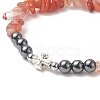 Natural Mixed Gemstone Chips & Synthetic Hematite & Alloy Cross Beaded Stretch Bracelet for Women BJEW-JB09234-5
