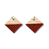 Opaque Resin & Wood Stud Earrings EJEW-N017-005A-B03-4