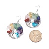 Natural & Synthetic Mixed Gemstone Chips Braided Ring with Tree of Life Dangle Earrings EJEW-JE04881-01-4