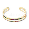 Colorful Cubic Zirconia Double Line Open Cuff Bangle BJEW-N014-011-2