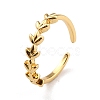 Brass Leaf Wrapped Open Cuff Ring for Women RJEW-C018-22G-4