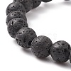 Natural Lava Rock & Synthetic Green Turquoise(Dyed) Stretch Bracelet with Alloy Beaded BJEW-TA00147-04-5