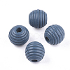 Painted Natural Wood Beehive Beads WOOD-S049-04A-03-1