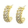 Letter C Rack Plating Brass Micro Pave Clear Cubic Zirconia Stud Earrings for Women KK-Z038-13G-1
