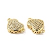 Brass Micro Pave Clear Cubic Zirconia Connector Charms KK-E068-VB340-2