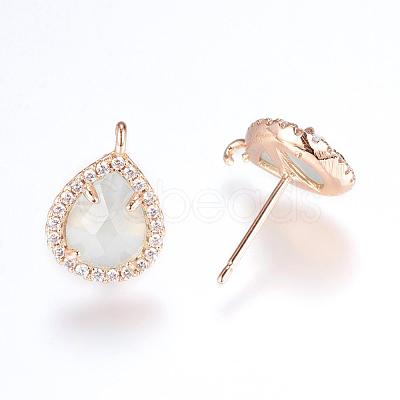 Brass Micro Pave Cubic Zirconia Stud Earring Findings ZIRC-G116-28-D01-1